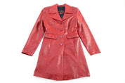 Women's Michael Lawrence Red Leather Coat - jacket - Thrifted Threads