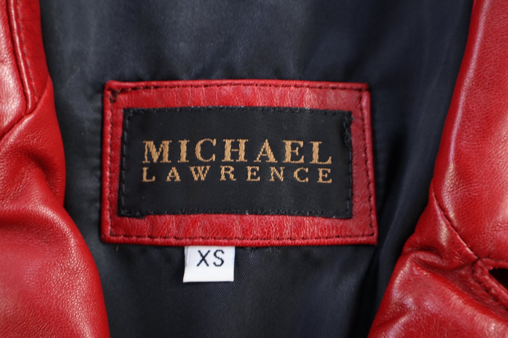 Women's Michael Lawrence Red Leather Coat - jacket - Thrifted Threads