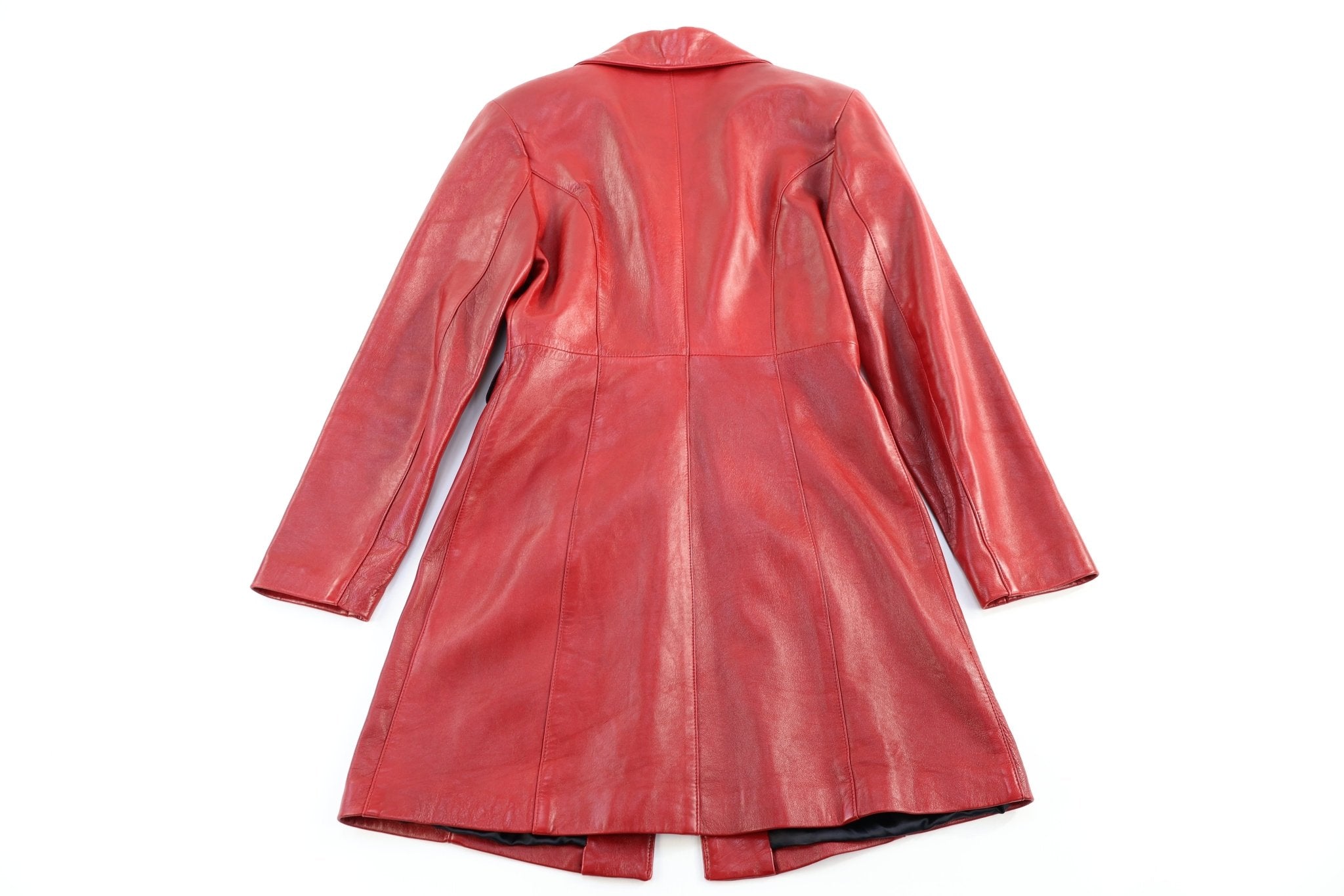 Women's Michael Lawrence Red Leather Coat - jacket - Thrifted Threads
