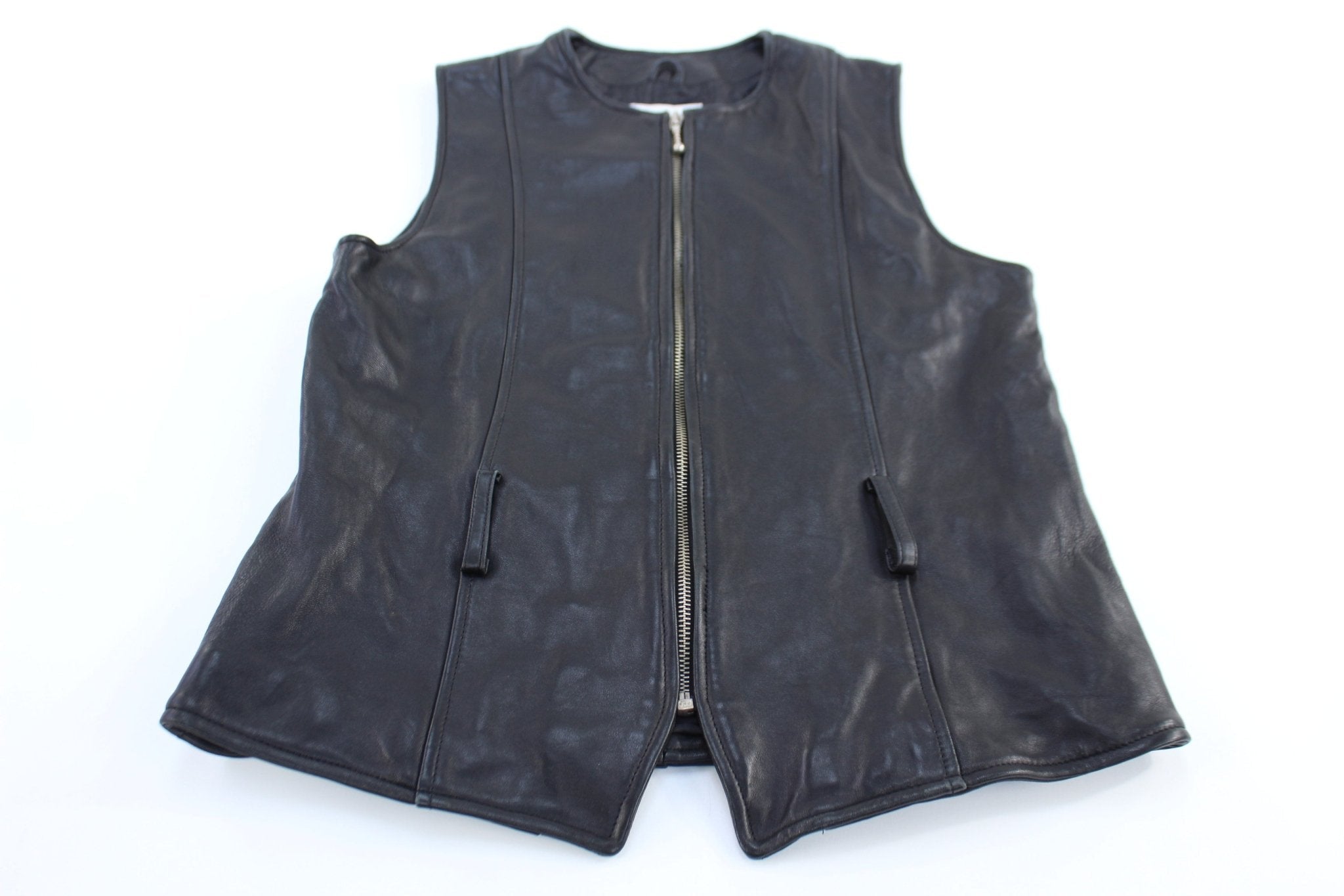 Women's Mix It Full Zip Leather Vest - Vest - Thrifted Threads