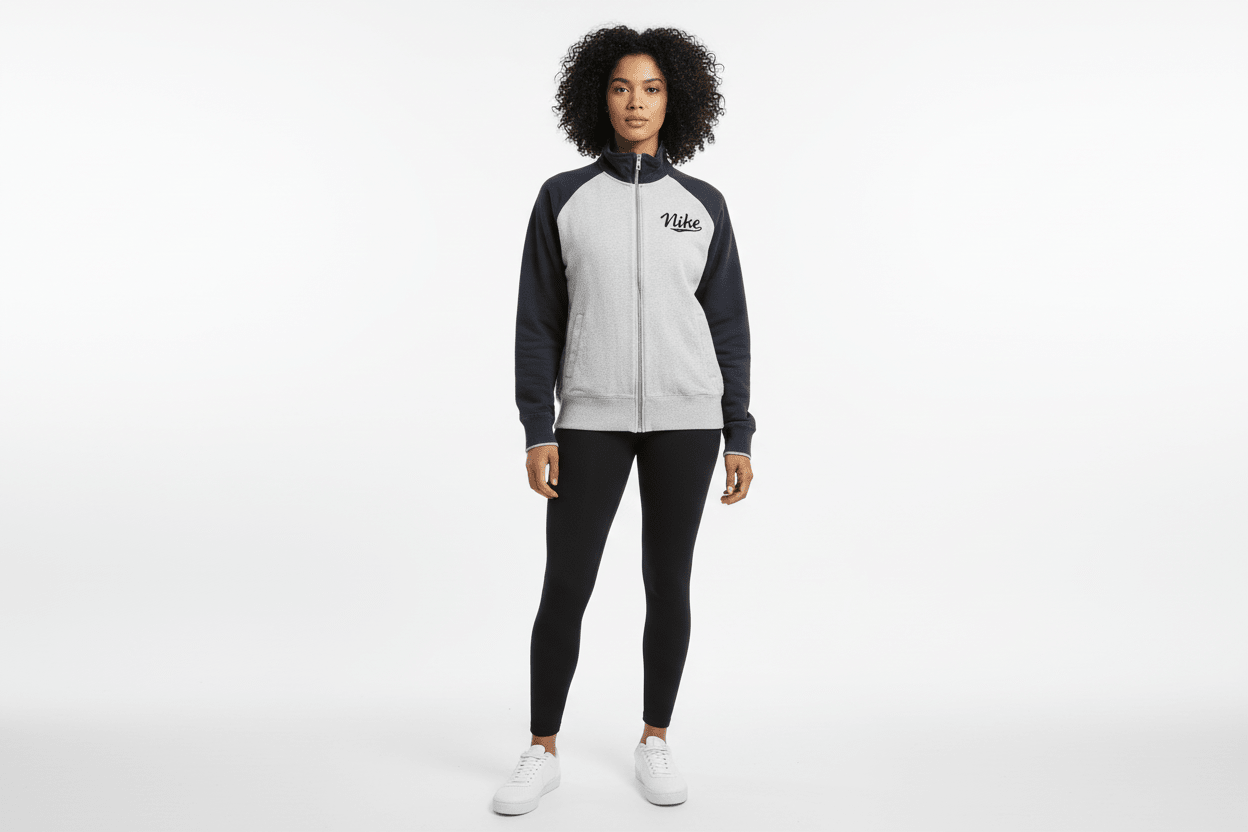 Women's Nike Black & Grey Full Zip Track Jacket - Jacket - Thrifted Threads