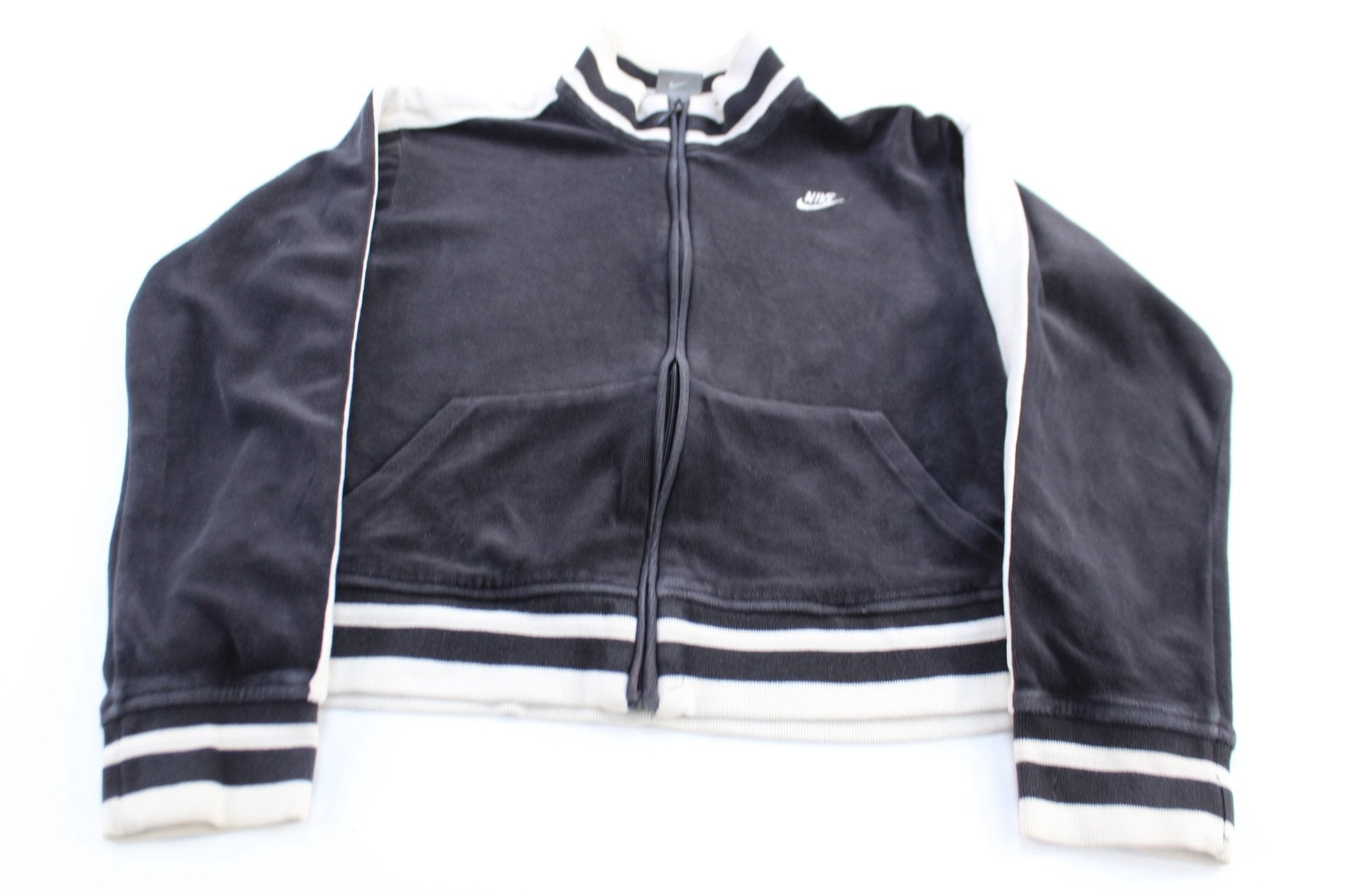 Women's Nike Embroidered Logo Black & White Track Jacket - Jackets - Thrifted Threads