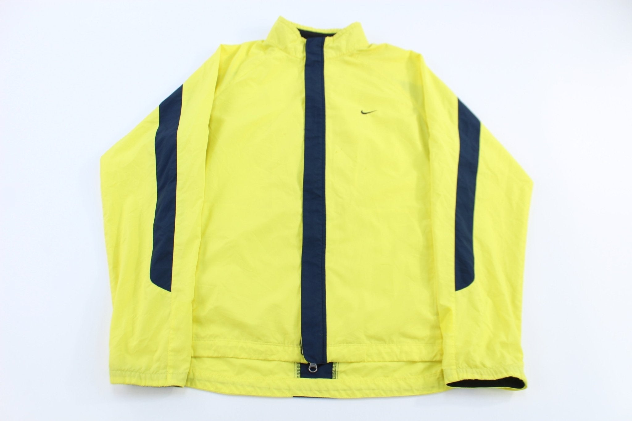 Women's Nike Embroidered Logo Black & Yellow Full Zip Windbreaker - Jacket - Thrifted Threads
