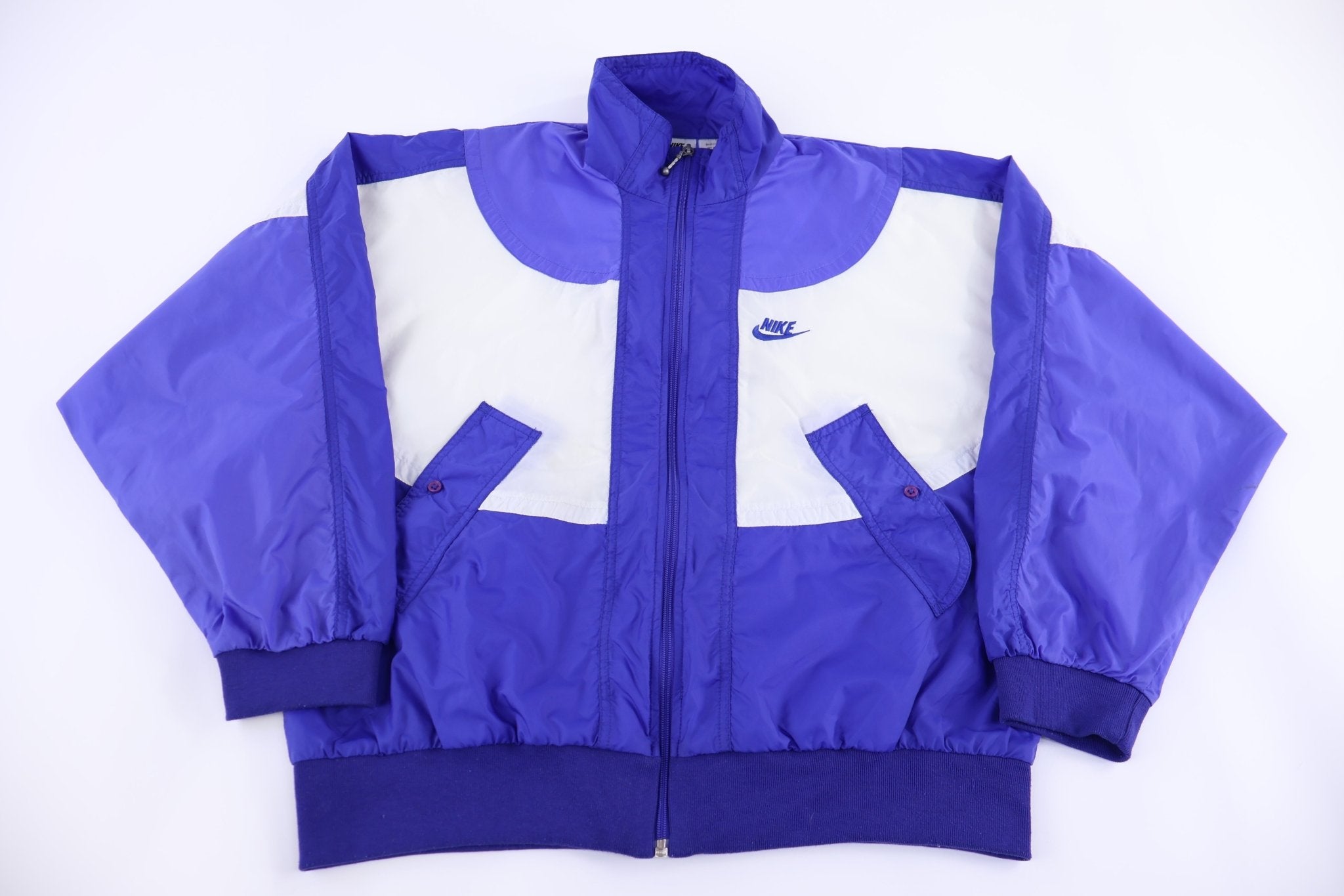 Women's Nike Embroidered Logo Blue & White Full Zip Jacket - Jacket - Thrifted Threads