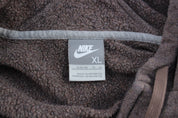 Women's Nike Embroidered Logo Brown Full Zip Hoodie - ThriftedThreads.com