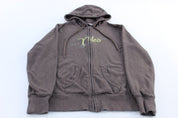 Women's Nike Embroidered Logo Brown Full Zip Hoodie - ThriftedThreads.com