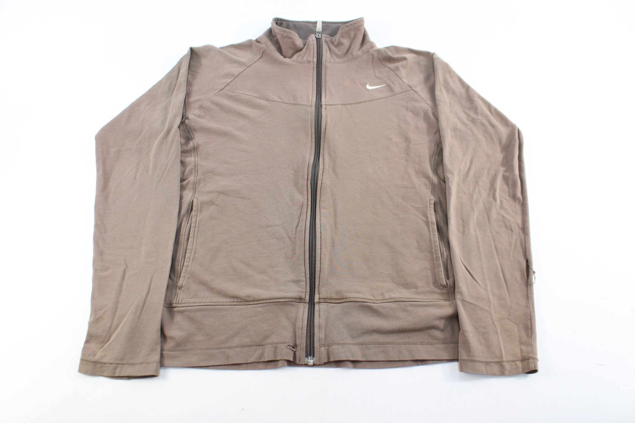 Women's Nike Embroidered Logo Brown Zip Up Jacket - Jackets - Thrifted Threads