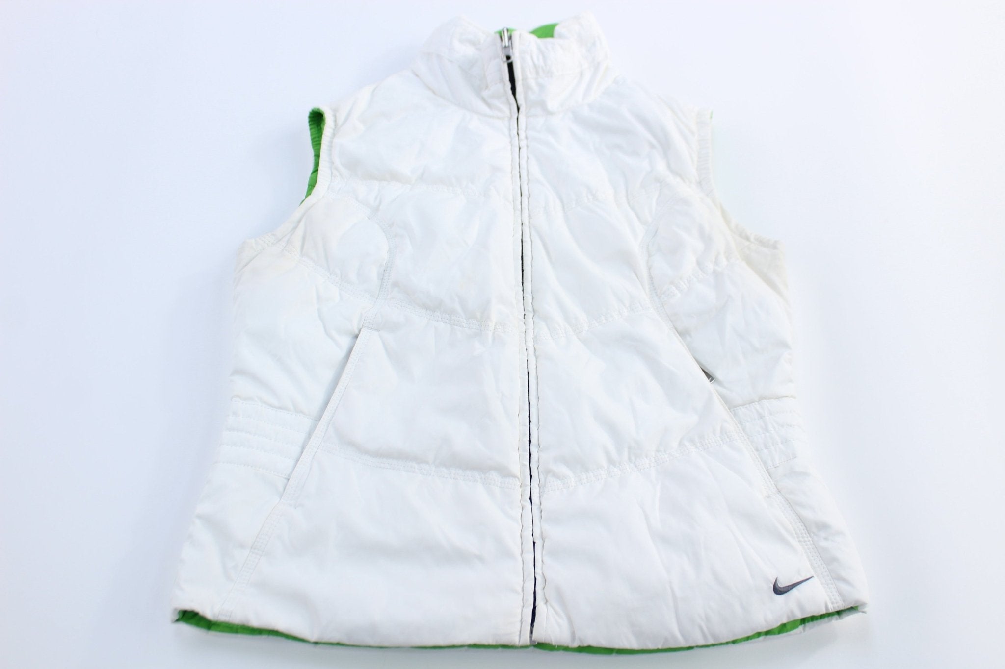 Women's Nike Embroidered Logo Green & White Reversible Vest - Jackets - Thrifted Threads