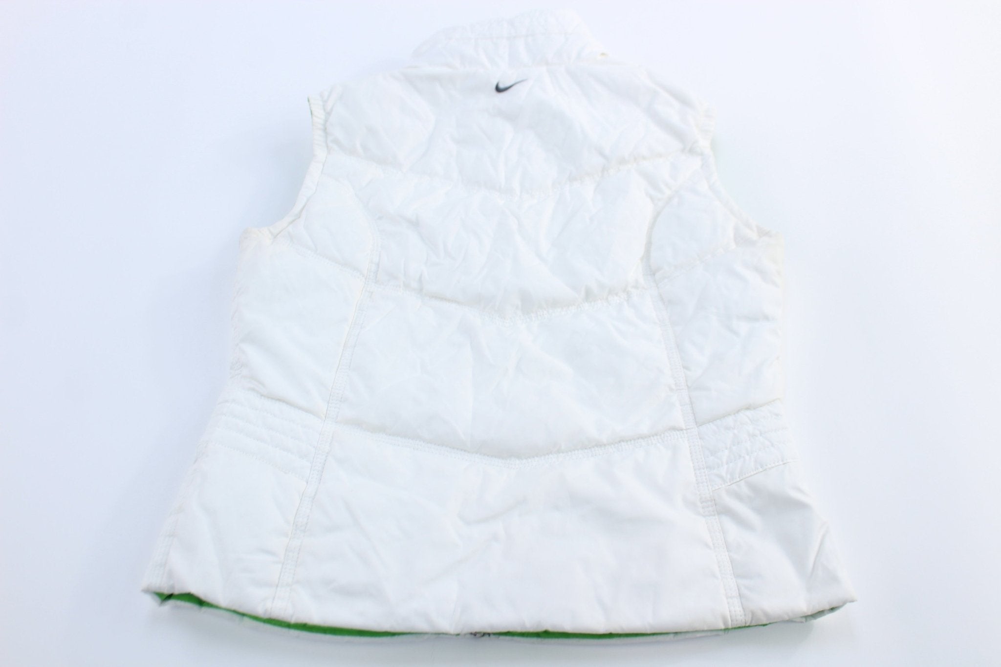 Women's Nike Embroidered Logo Green & White Reversible Vest - Jackets - Thrifted Threads
