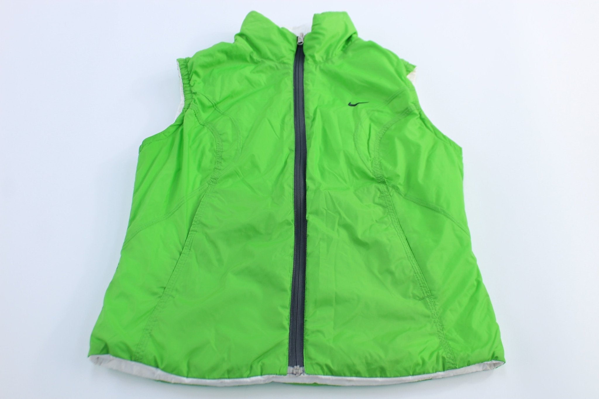 Women's Nike Embroidered Logo Green & White Reversible Vest - Jackets - Thrifted Threads