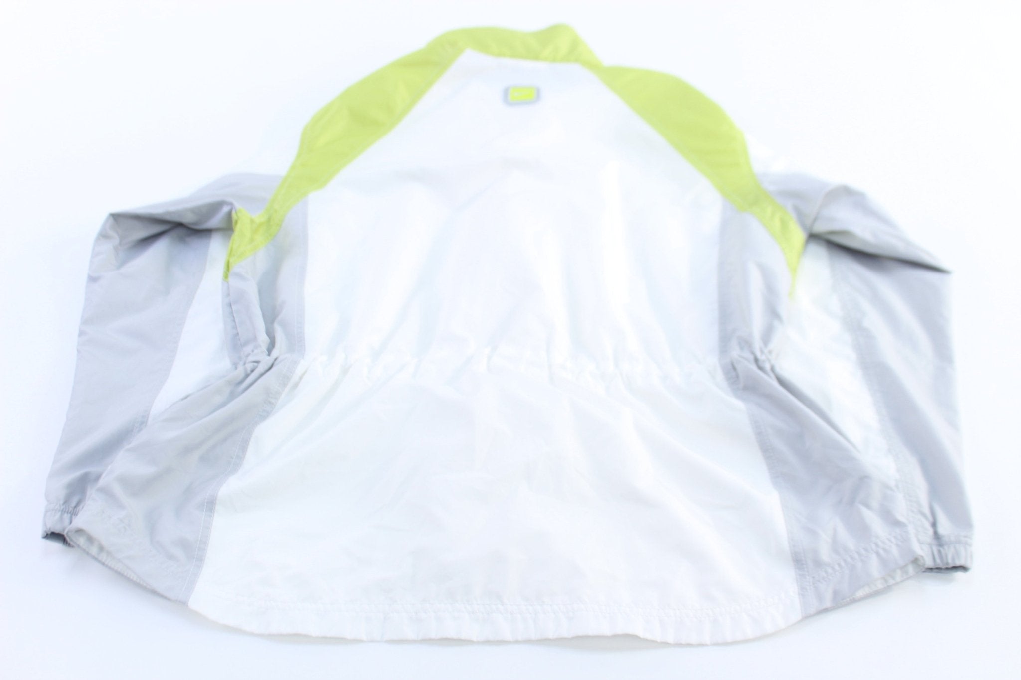 Women's Nike Embroidered Logo Grey, Green, & White Zip Up Jacket - ThriftedThreads.com