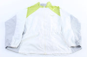 Women's Nike Embroidered Logo Grey, Green, & White Zip Up Jacket - ThriftedThreads.com
