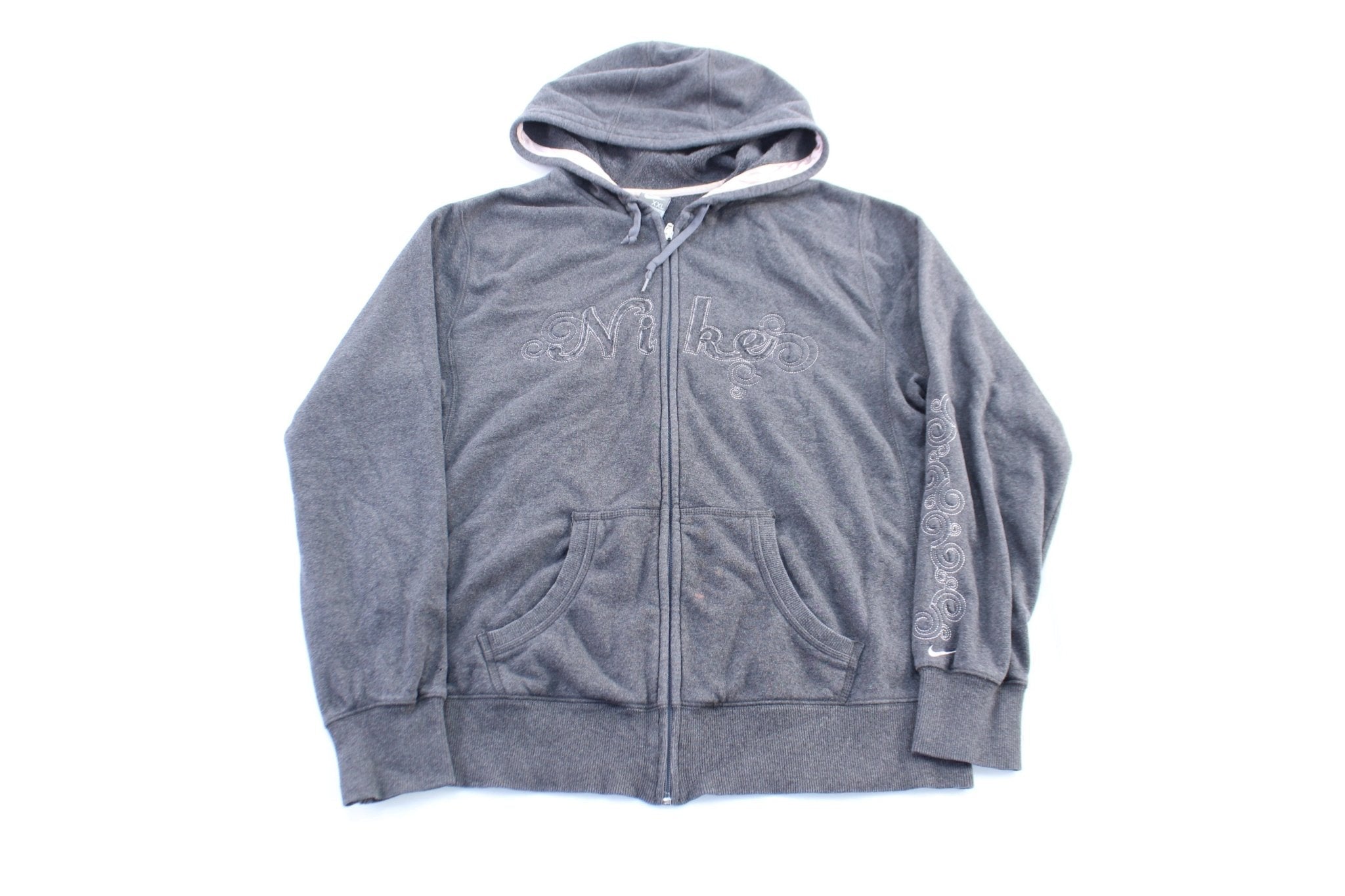 Women's Nike Embroidered Logo Grey Zip Up Hoodie - Jacket - Thrifted Threads