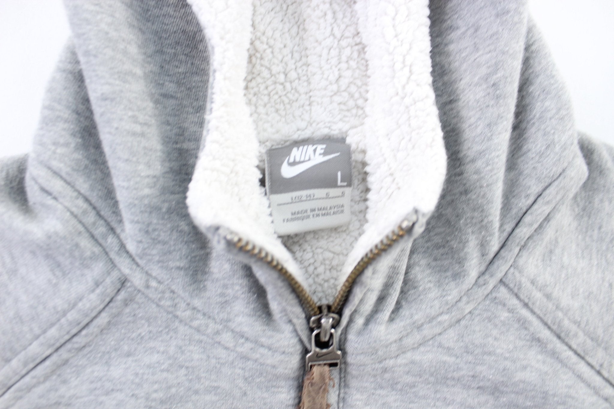 Women's Nike Embroidered Logo Grey Zip Up Jacket - ThriftedThreads.com