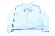 Women's Nike Embroidered Logo Light Blue & Black Zip Up Jacket - Jackets - Thrifted Threads