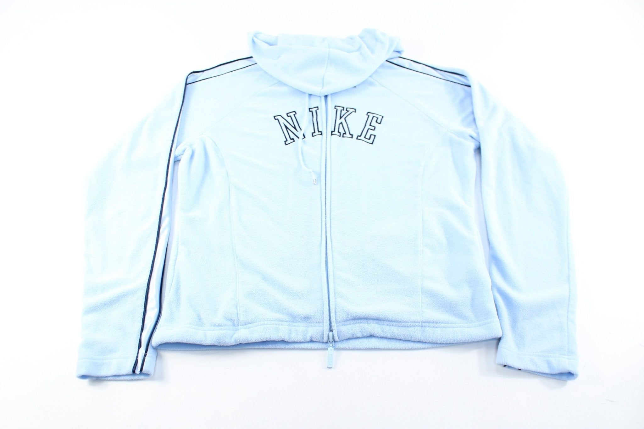 Women's Nike Embroidered Logo Light Blue & Black Zip Up Jacket - Jackets - Thrifted Threads