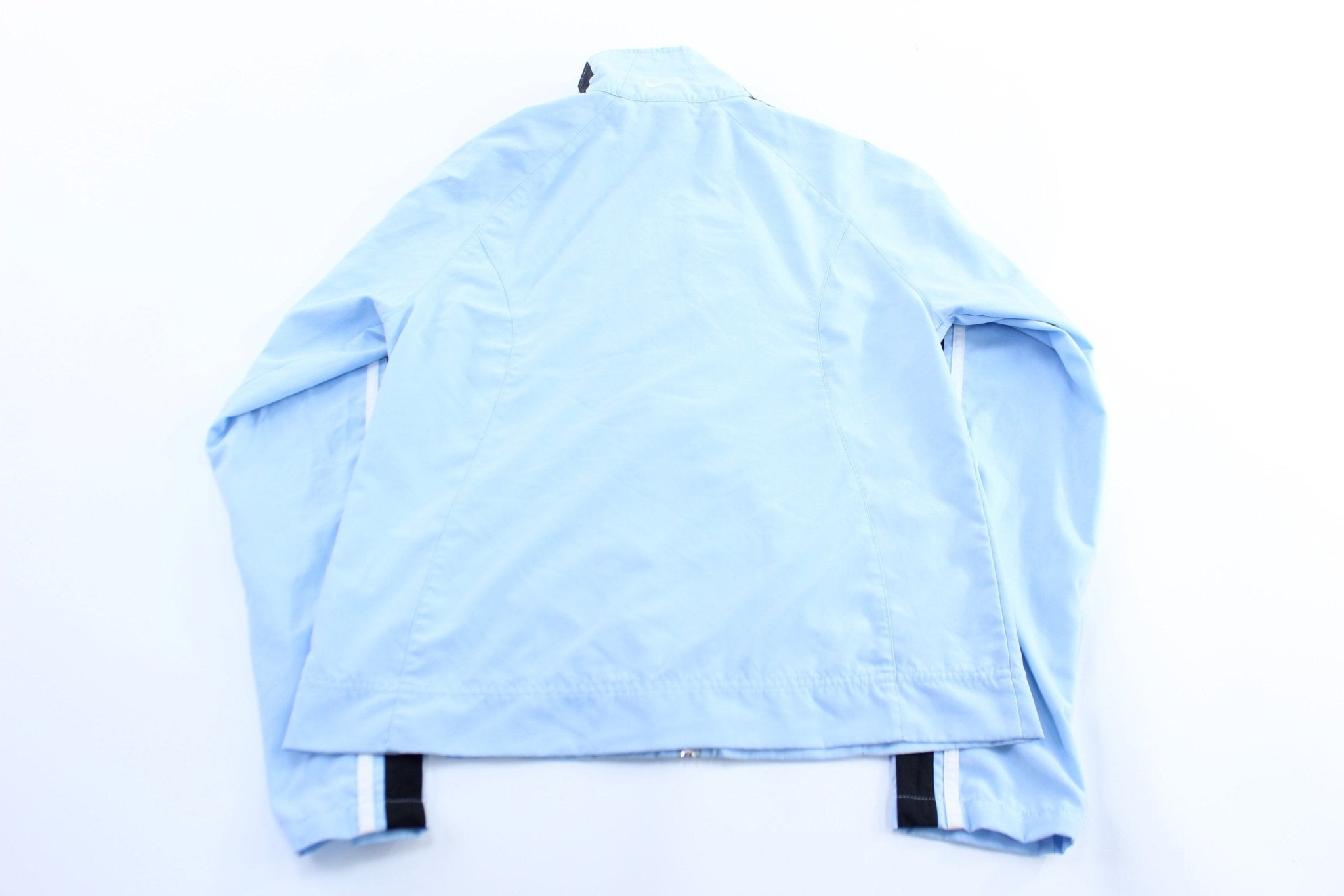 Women's Nike Embroidered Logo Light Blue Striped Zip Up Jacket - Jacket - Thrifted Threads