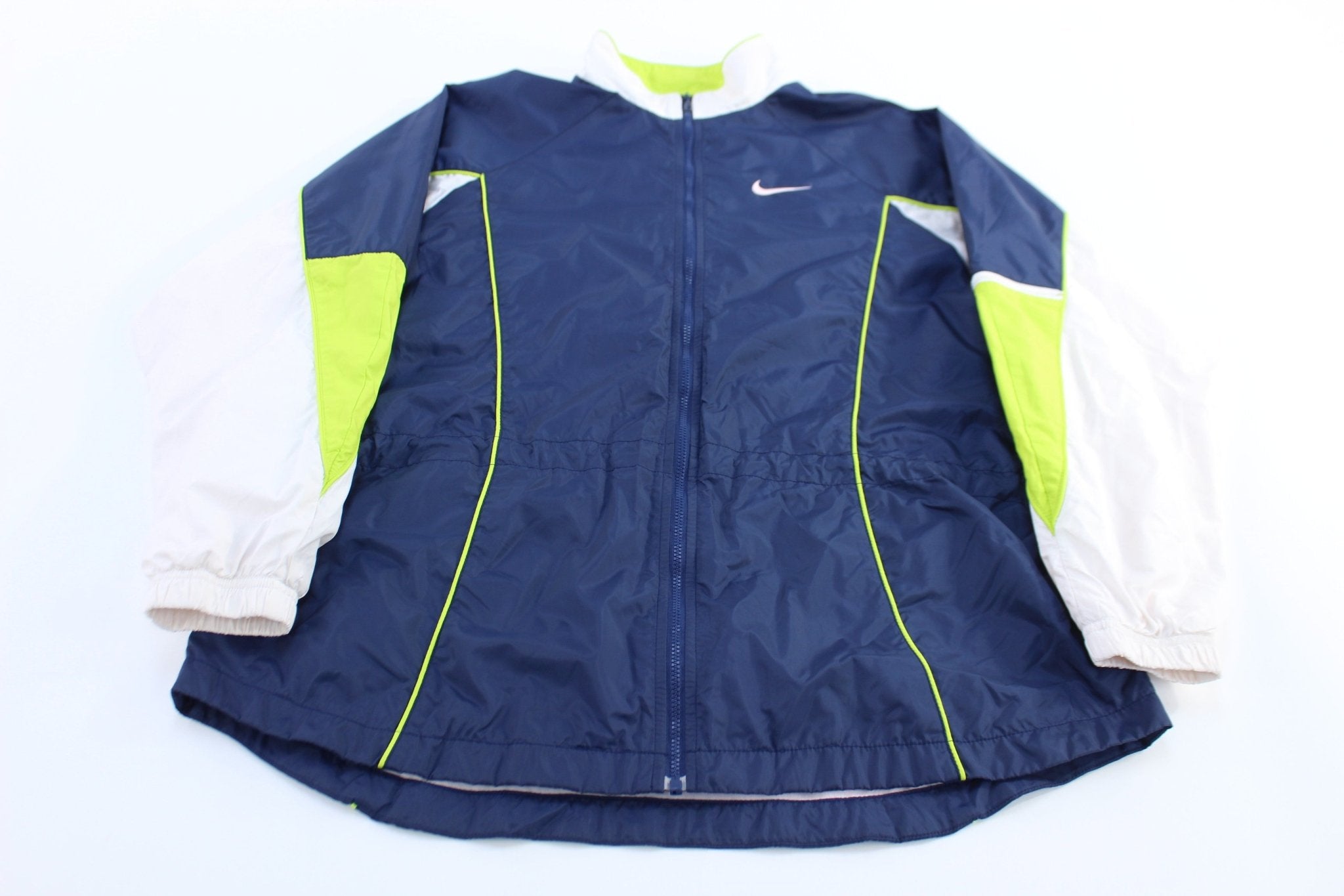 Women's Nike Embroidered Logo Multicolor Full Zip Windbreaker - ThriftedThreads.com