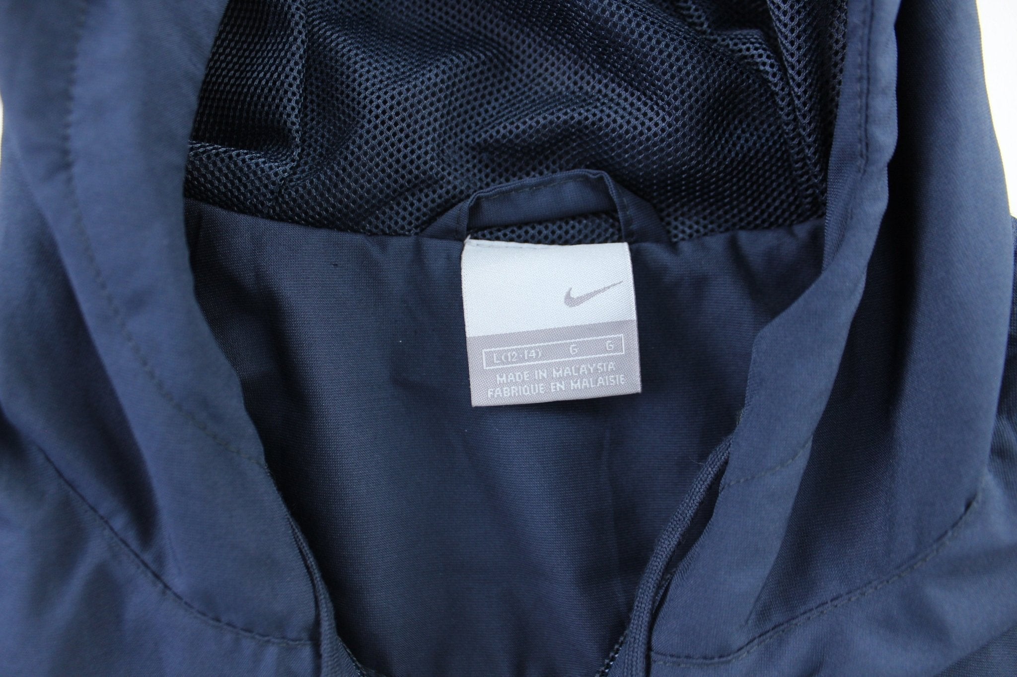 Women's Nike Embroidered Logo Navy Blue & White Zip Up Jacket - Jacket - Thrifted Threads