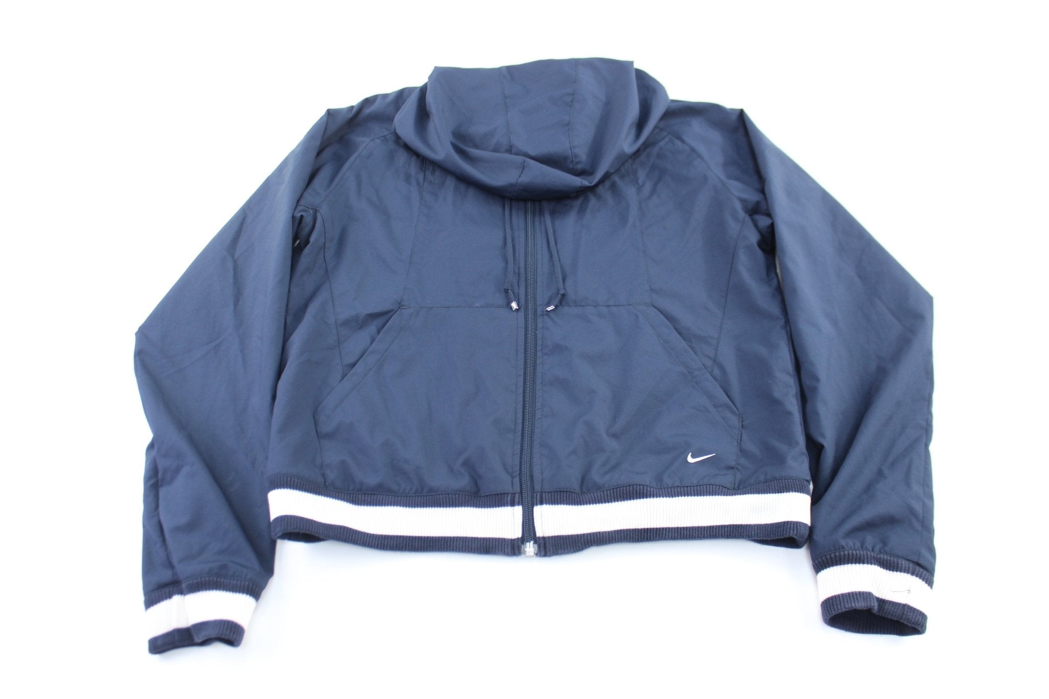 Women's Nike Embroidered Logo Navy Blue & White Zip Up Jacket - Jacket - Thrifted Threads
