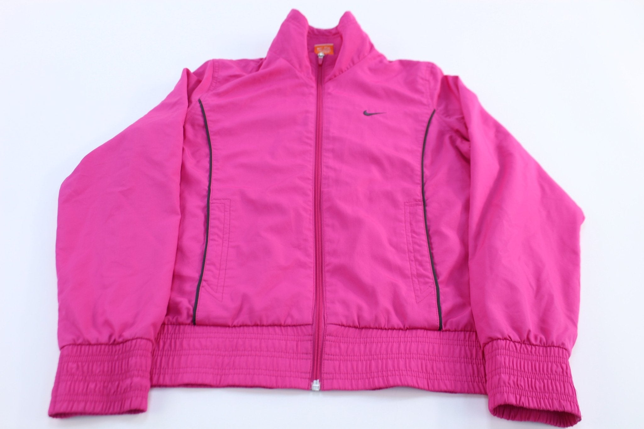 Women's Nike Embroidered Logo Pink Full Zip Windbreaker - ThriftedThreads.com