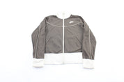 Women's Nike Embroidered Logo White & Brown Zip Up Jacket - Jacket - Thrifted Threads
