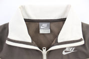 Women's Nike Embroidered Logo White & Brown Zip Up Jacket - Jacket - Thrifted Threads
