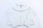 Women's Nike Embroidered Logo White Fleece Full Zip Hoodie - ThriftedThreads.com