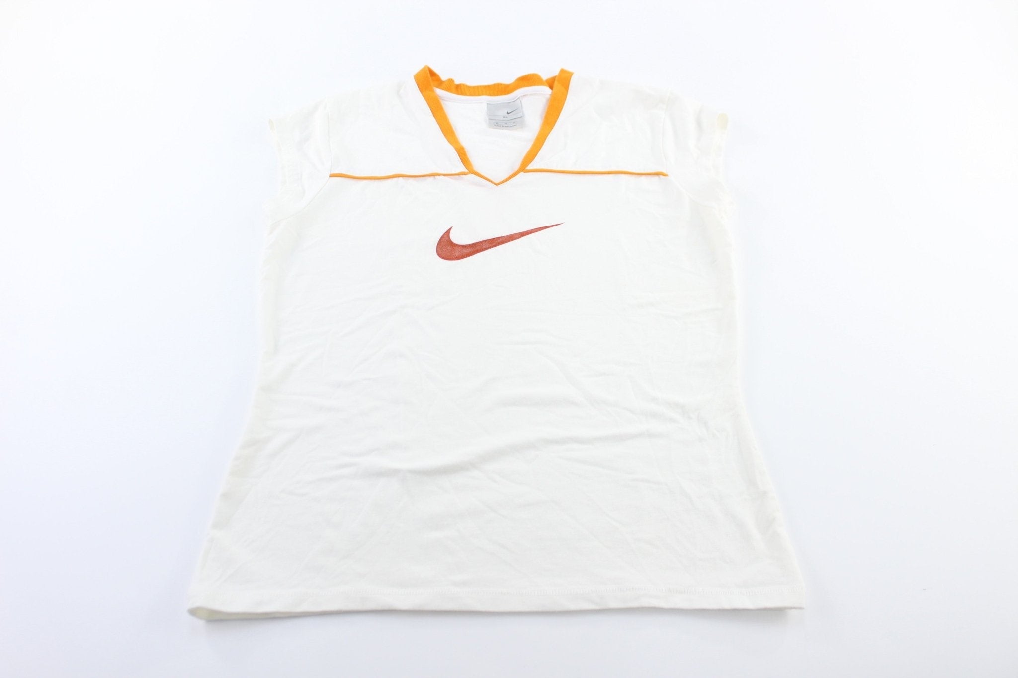 Women's Nike Embroidered Logo White & Orange Tank Top - Jerseys/Tanks - Thrifted Threads