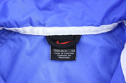 Women's Nike Embroidered Swoosh Logo Blue & White Zip Up Jacket - Jackets - Thrifted Threads