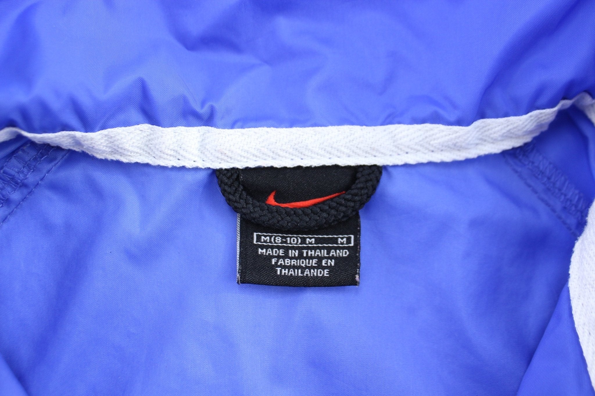 Women's Nike Embroidered Swoosh Logo Blue & White Zip Up Jacket - Jackets - Thrifted Threads