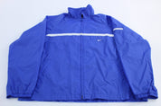 Women's Nike Embroidered Swoosh Logo Blue & White Zip Up Jacket - Jackets - Thrifted Threads