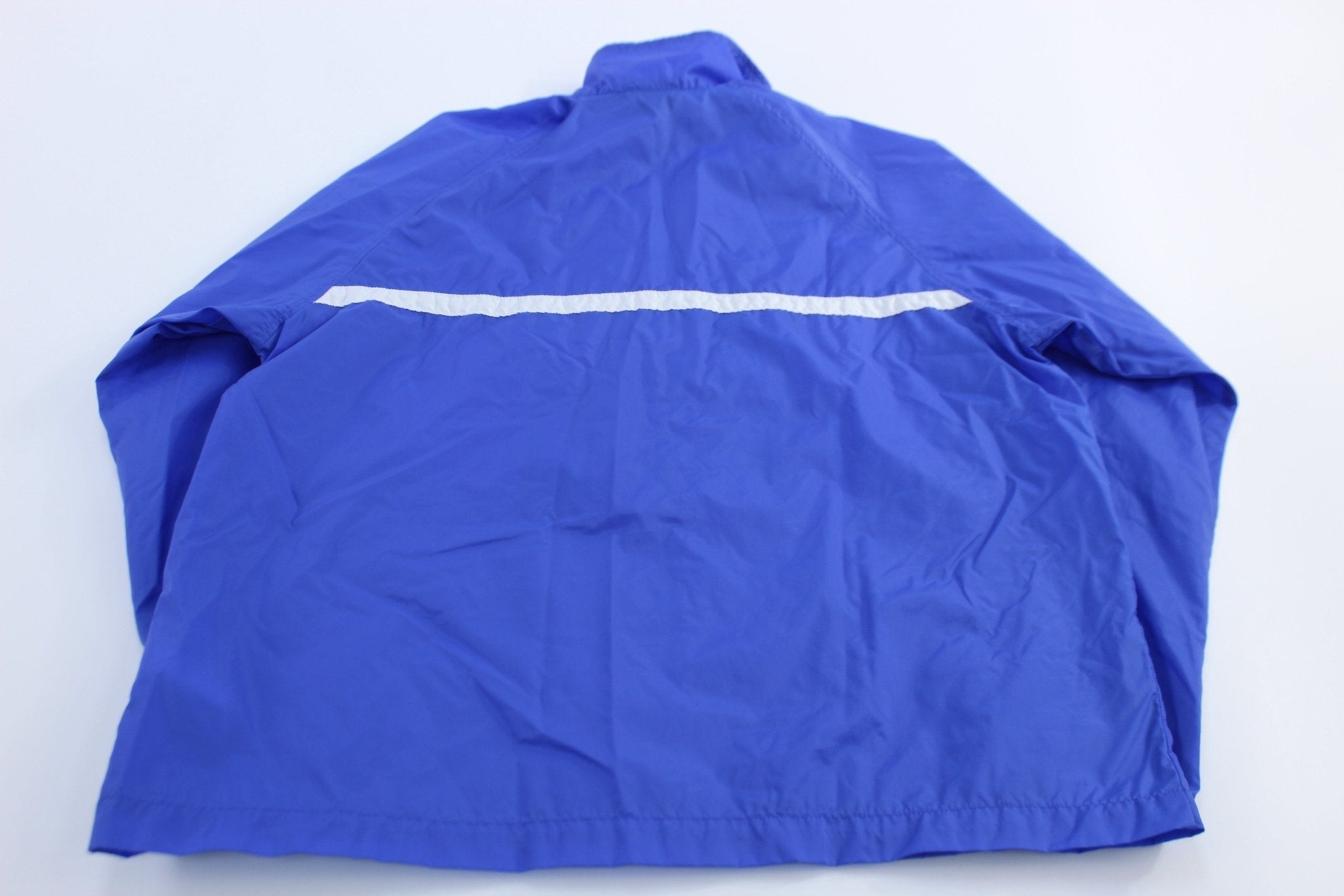 Women's Nike Embroidered Swoosh Logo Blue & White Zip Up Jacket - Jackets - Thrifted Threads