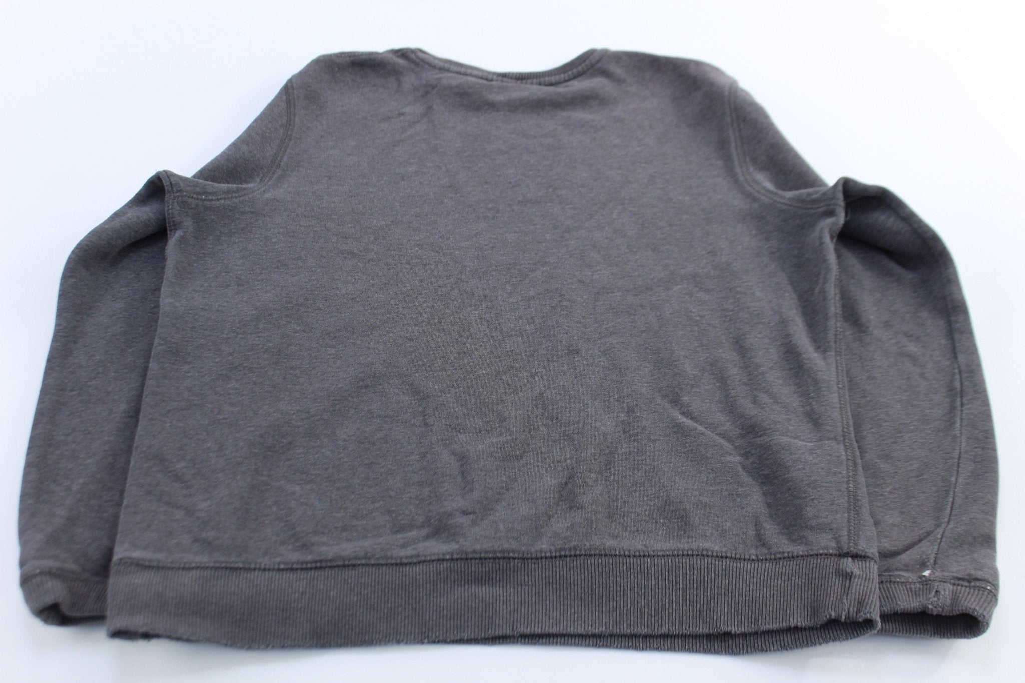 Women's Nike Embroidered Swoosh Logo Grey Sweatshirt - ThriftedThreads.com