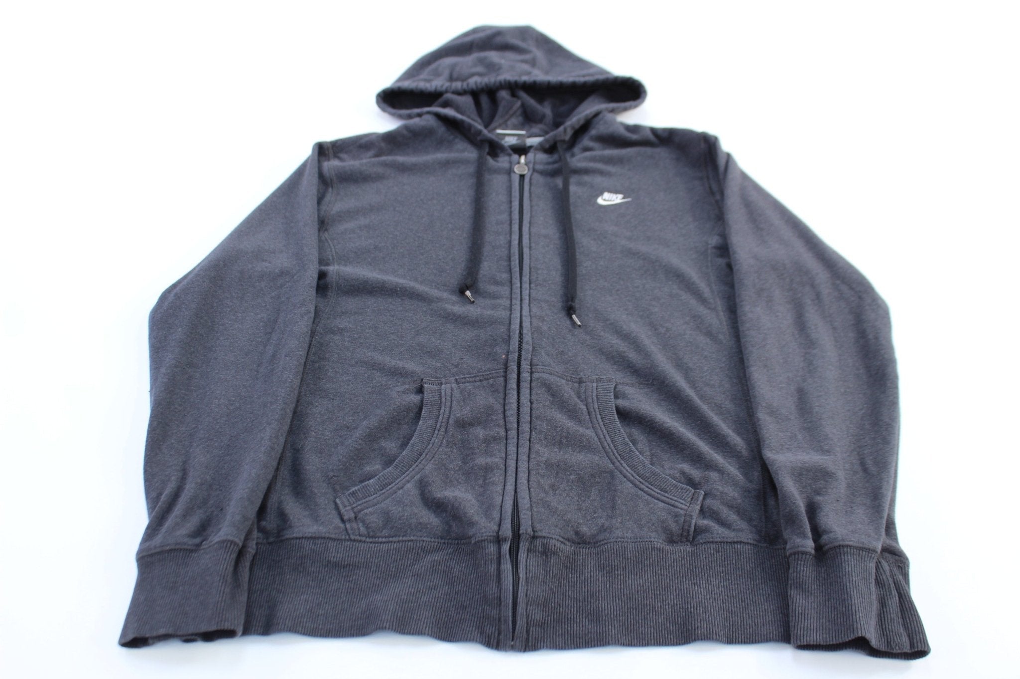 Women's Nike Logo Embroidered Grey Zip Up Hoodie - Jacket - Thrifted Threads