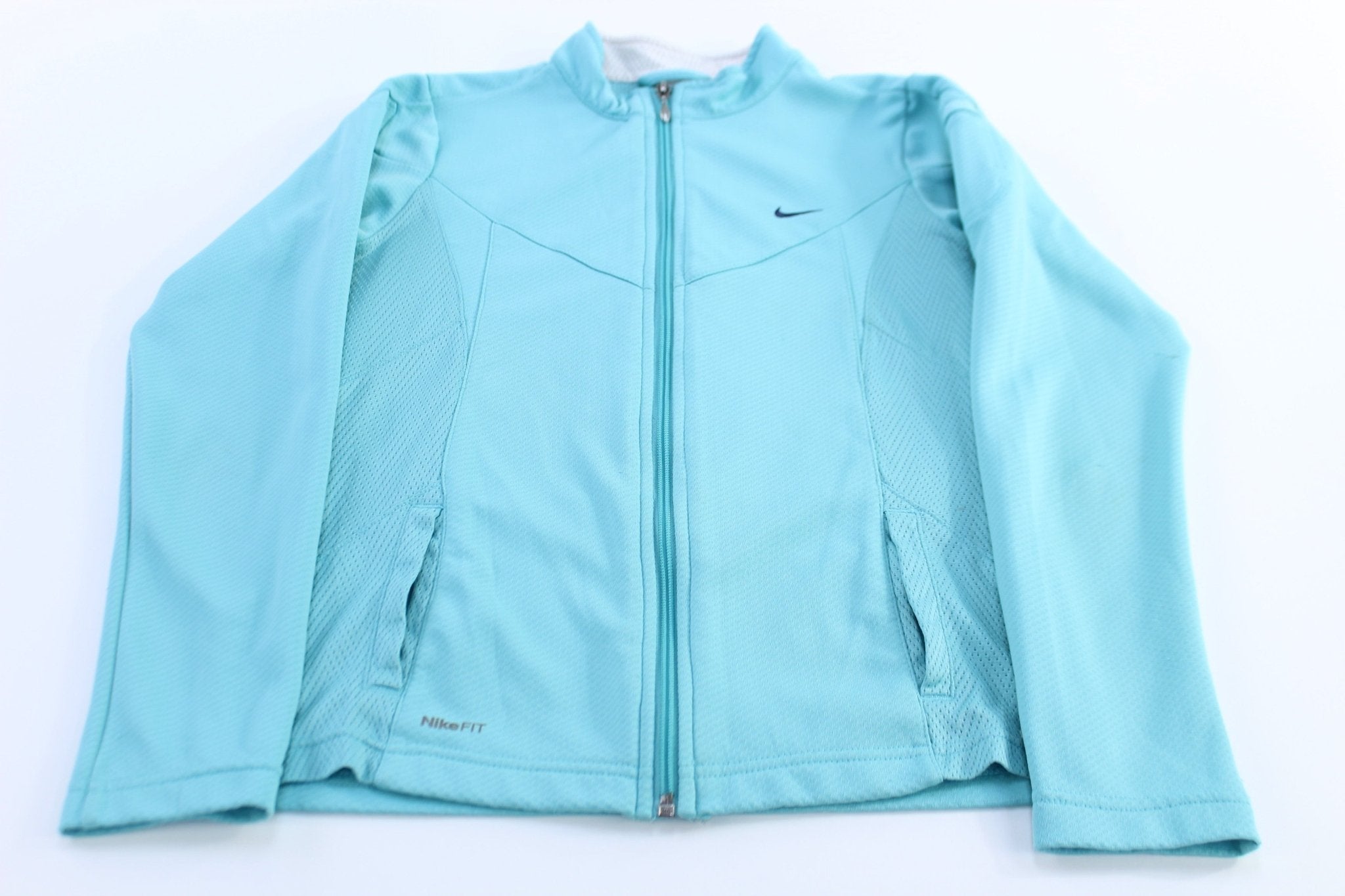 Women's Nike Running Embroidered Logo Blue Zip Up Jacket - Jackets - Thrifted Threads