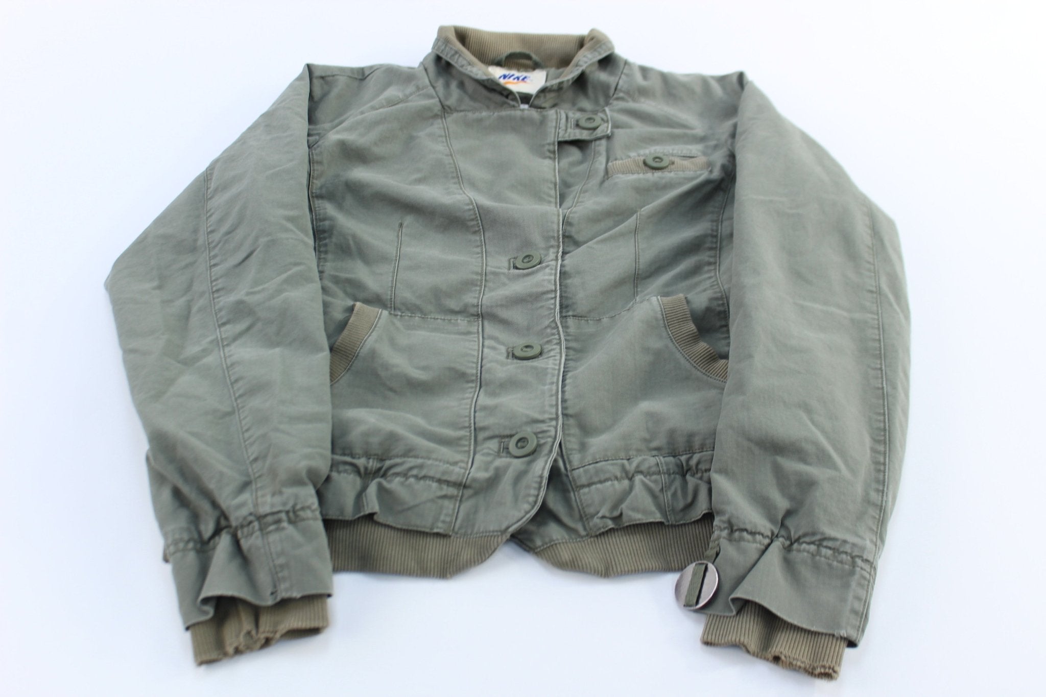 Women's Nike Sportswear Green Canvas Utility Blazer Jacket - ThriftedThreads.com
