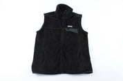 Women's Patagonia Logo Patch Black Zip Up Vest - ThriftedThreads.com