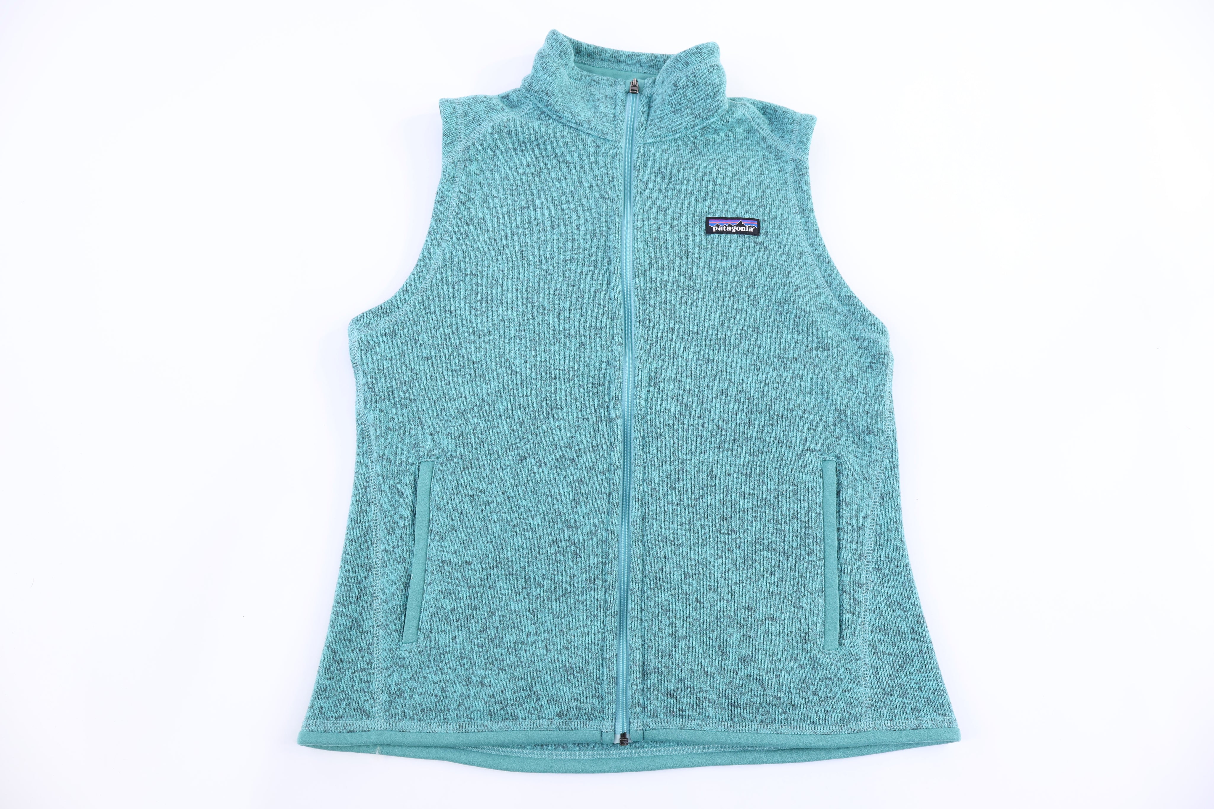 Women's Patagonia Logo Patch Blue Full Zip Vest - Vest - Thrifted Threads
