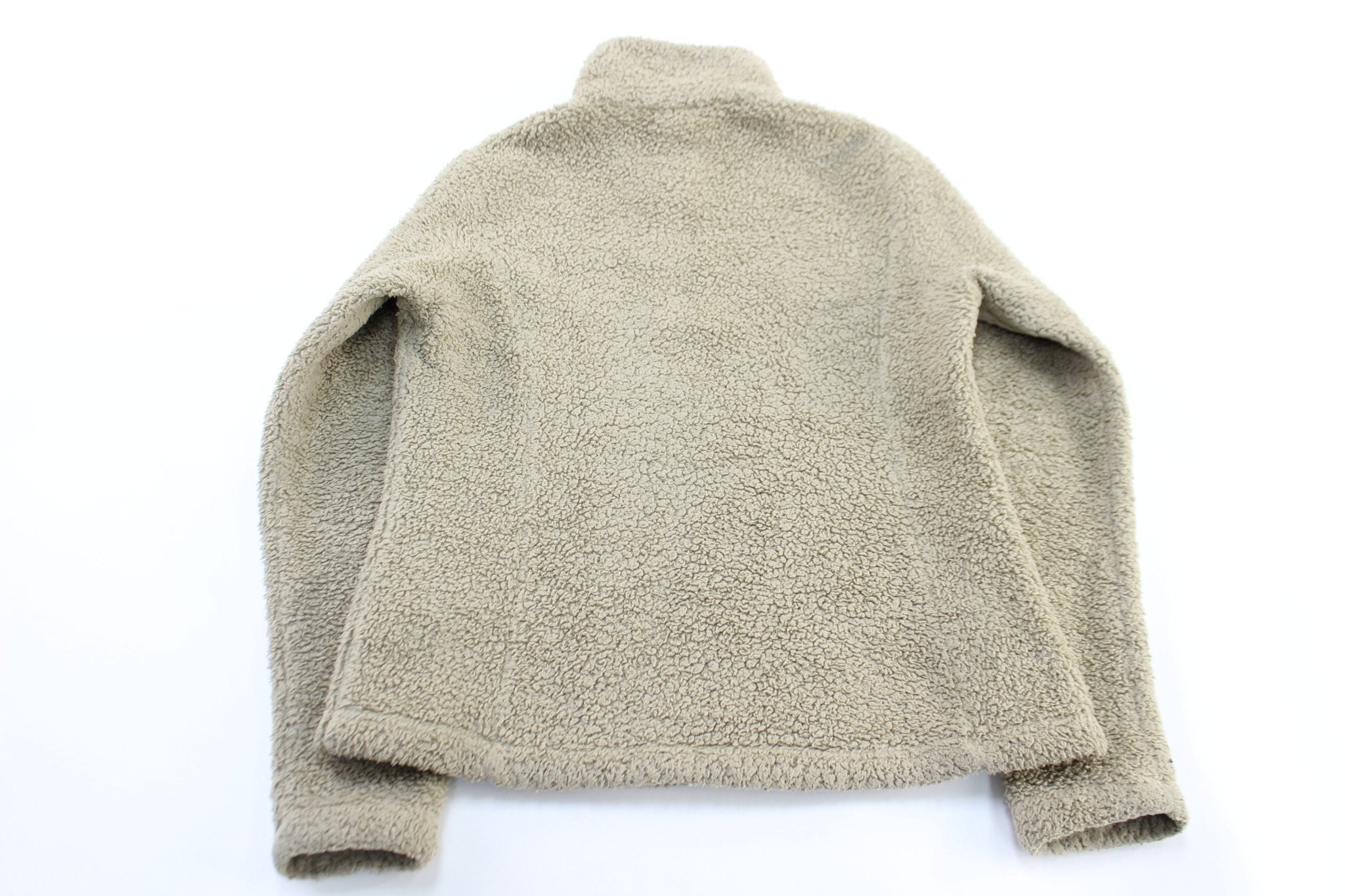 Women's Patagonia Logo Patch Cream Sherpa Pullover - ThriftedThreads.com