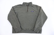 Women's Patagonia Logo Patch Green Quarter Zip Pullover - Sweater - Thrifted Threads
