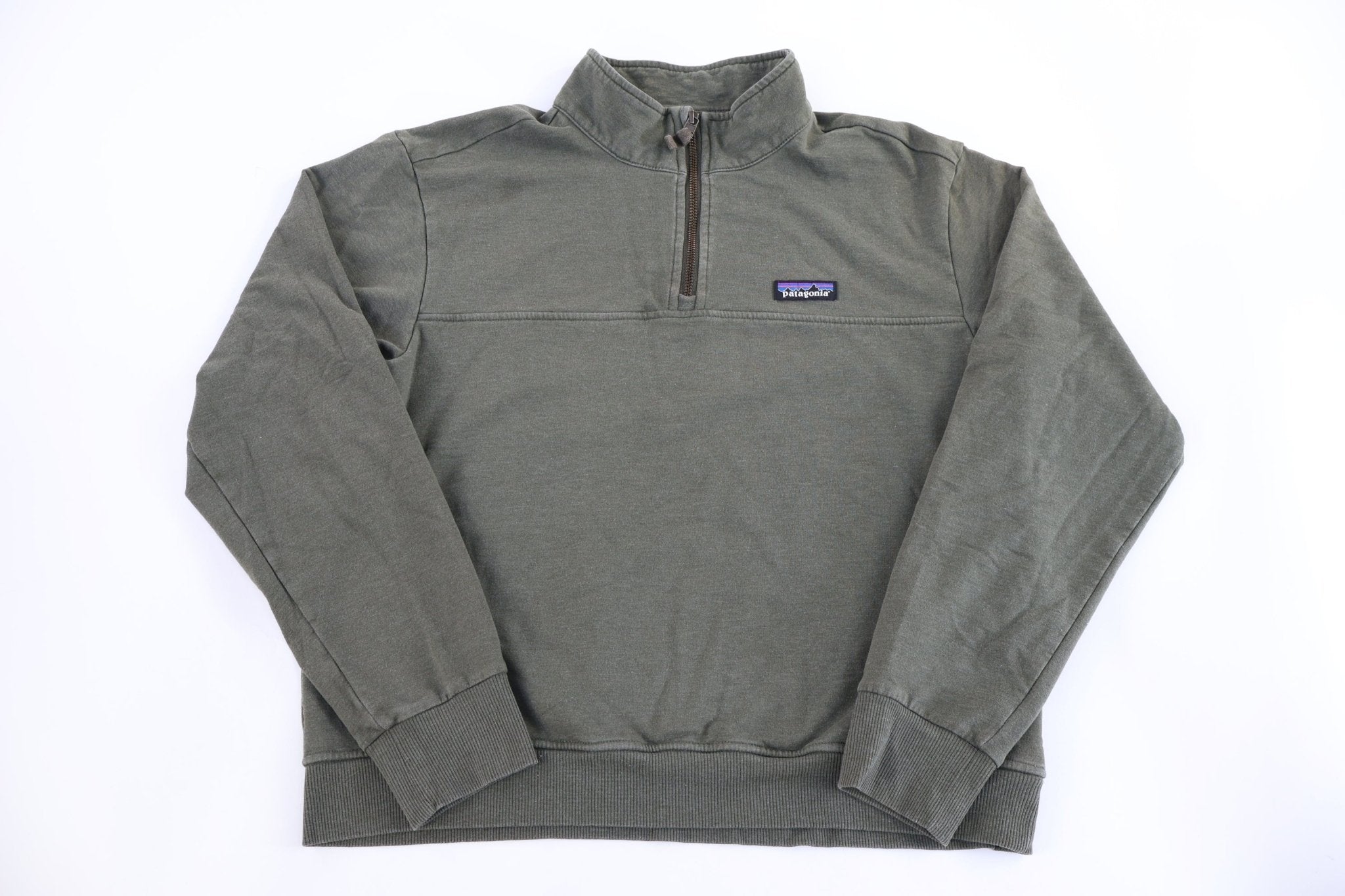 Women's Patagonia Logo Patch Green Quarter Zip Pullover - Sweater - Thrifted Threads