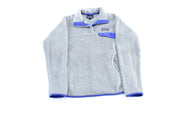 Women's Patagonia Logo Patch Grey & Blue Pullover Jacket - ThriftedThreads.com
