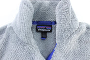 Women's Patagonia Logo Patch Grey & Blue Pullover Jacket - ThriftedThreads.com