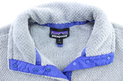 Women's Patagonia Logo Patch Grey & Blue Pullover Jacket - ThriftedThreads.com
