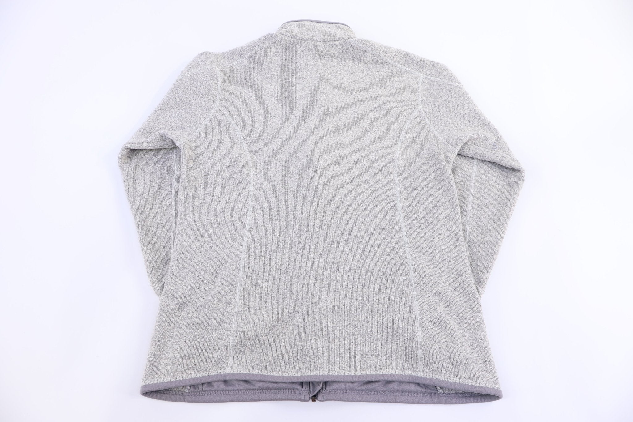 Women's Patagonia Logo Patch Grey Full Zip Sweater - Sweatshirts - Thrifted Threads
