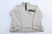 Women's Patagonia Logo Patch Grey & Green Snap - T Pullover - ThriftedThreads.com