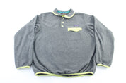 Women's Patagonia Logo Patch Grey & Neon Pullover Jacket - ThriftedThreads.com