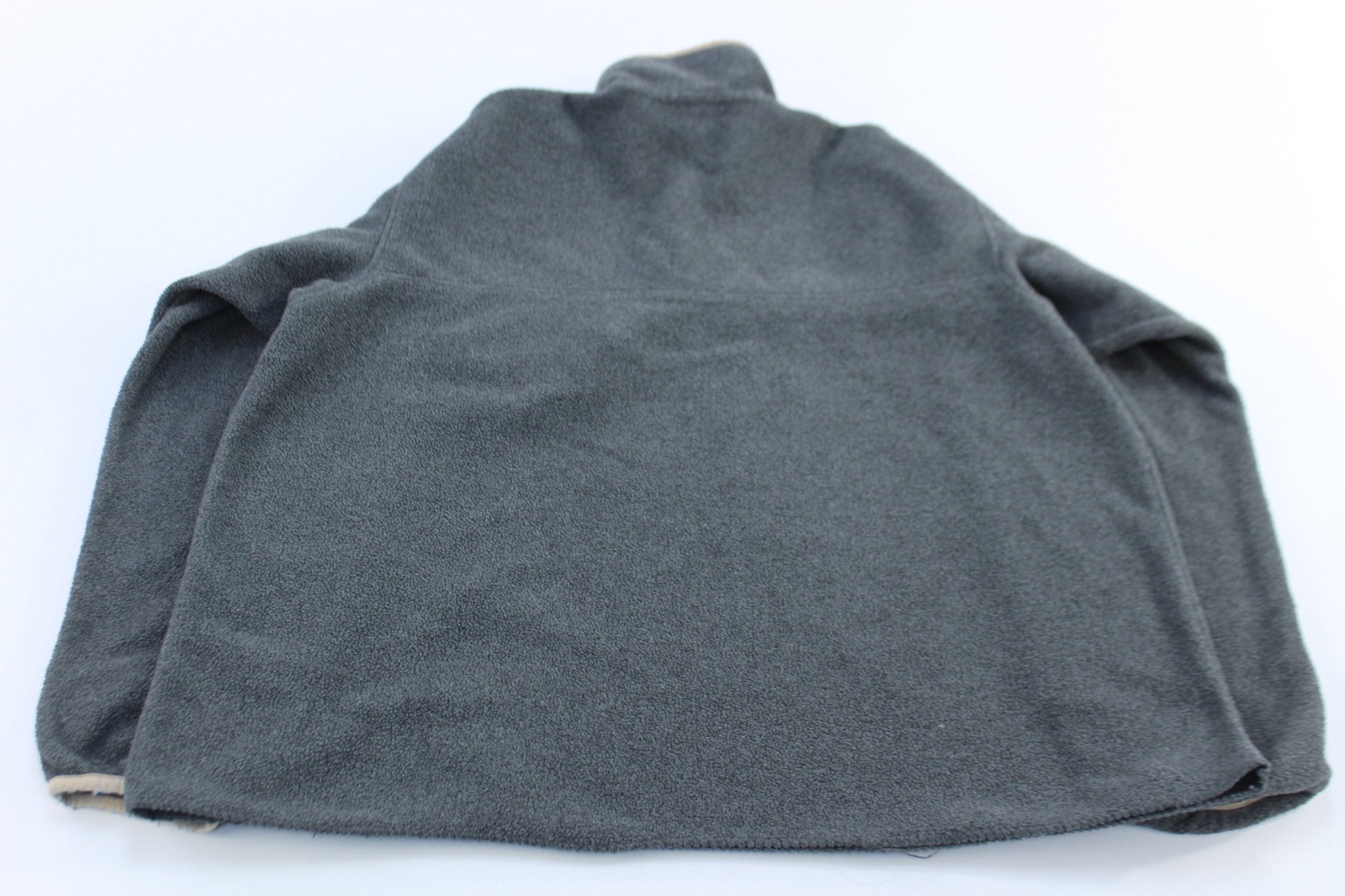 Women's Patagonia Logo Patch Grey & Peach Snap - T Fleece Pullover - ThriftedThreads.com