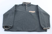 Women's Patagonia Logo Patch Grey & Peach Snap - T Fleece Pullover - ThriftedThreads.com